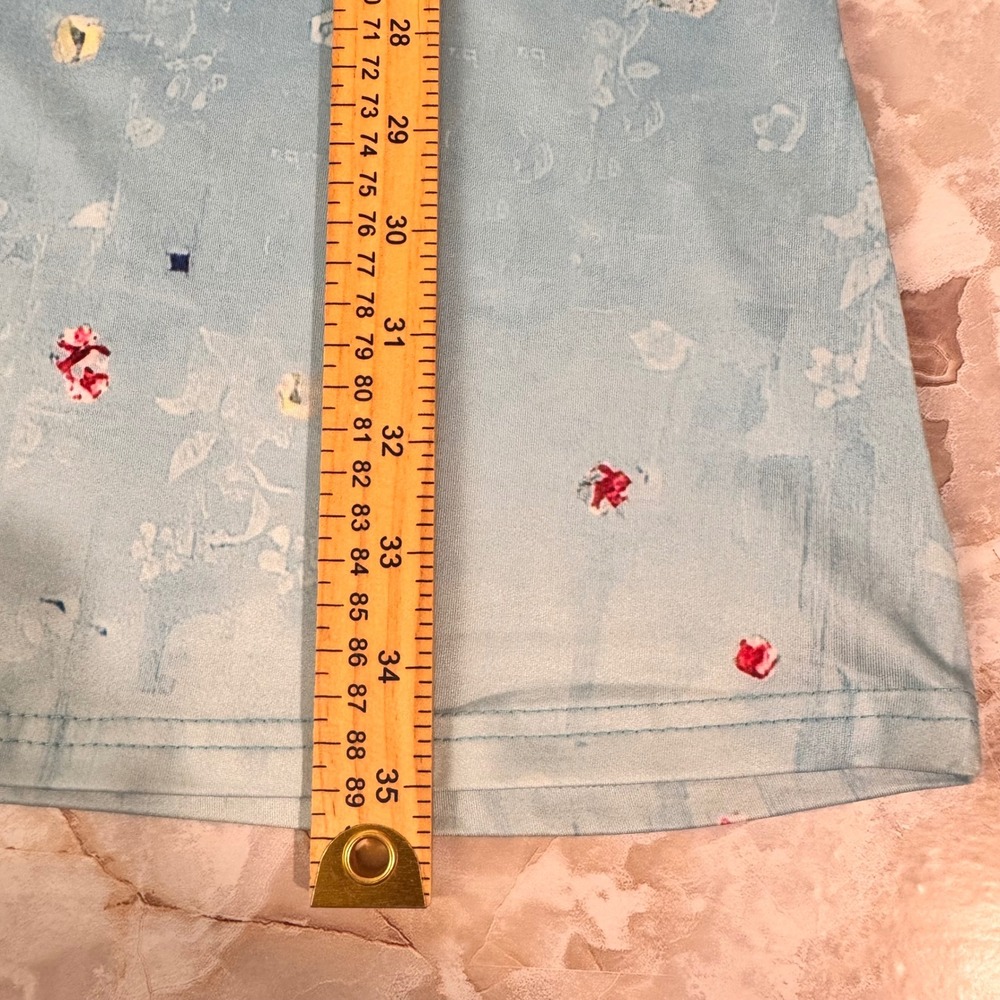 Floral Sleeveless Shift Dress Women L Blue Grommet Strap Casual Summer Mini - Picture 7 of 8